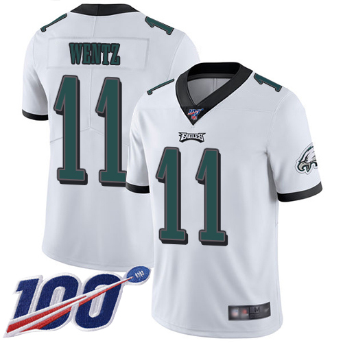 Men Philadelphia Eagles #11 Carson Wentz White Vapor Untouchable NFL Jersey Limited Player Season